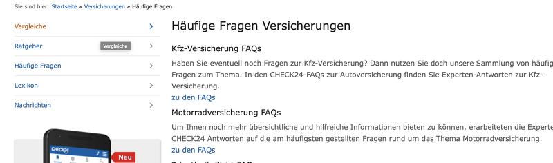 FAQ Seite Beispiel